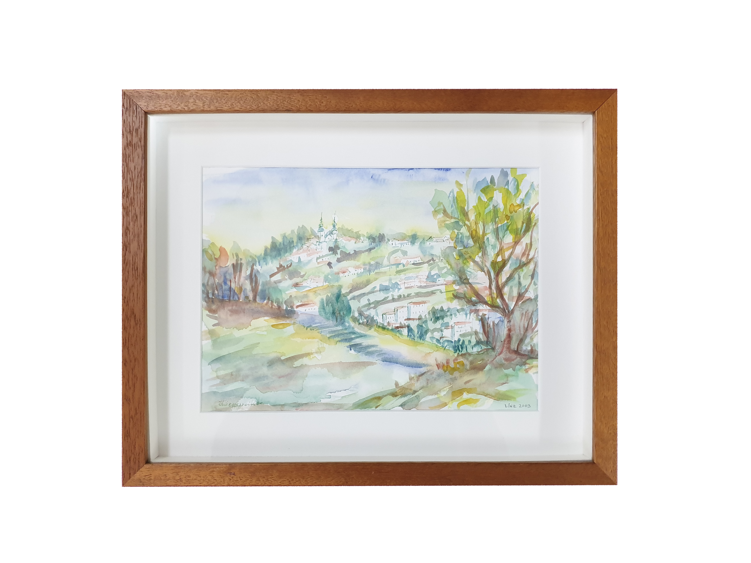 Framed watercolour painting